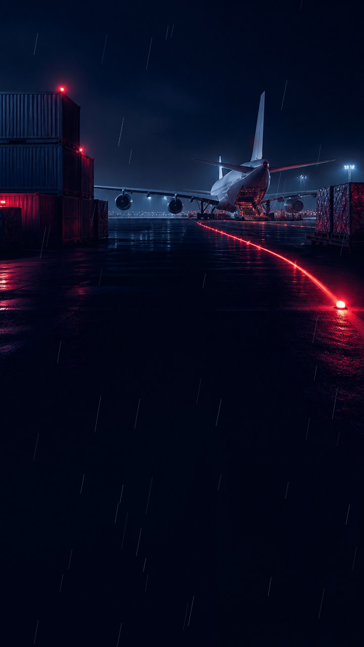 Air cargo aircraft ready for loading